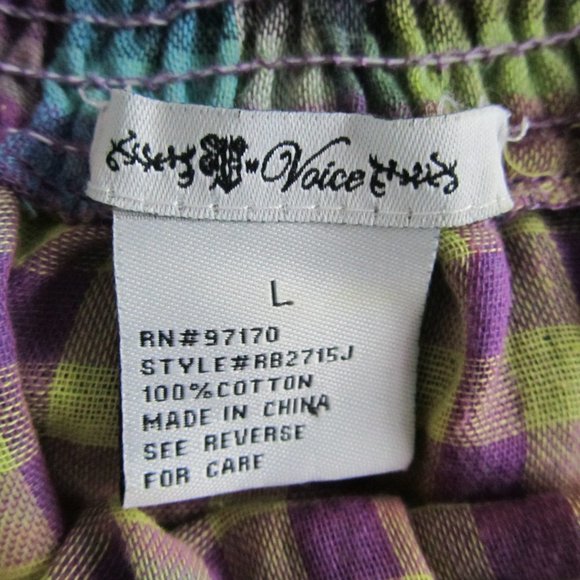 New Voice Woman’s Girl’s Fashion Multicolored Plaid Print Short Sleeves Top L - Picture 11 of 11